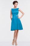 ColsBM Gloria Cornflower Blue Plain A-line Sleeveless Satin Knee Length Graduation Dresses