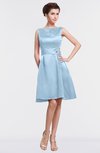 ColsBM Gloria Dream Blue Plain A-line Sleeveless Satin Knee Length Graduation Dresses