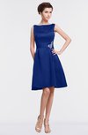ColsBM Gloria Electric Blue Plain A-line Sleeveless Satin Knee Length Graduation Dresses