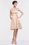 ColsBM Gloria Fresh Salmon Plain A-line Sleeveless Satin Knee Length Graduation Dresses