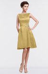 ColsBM Gloria Gold Plain A-line Sleeveless Satin Knee Length Graduation Dresses