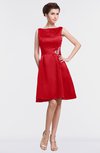 ColsBM Gloria High Risk Red Plain A-line Sleeveless Satin Knee Length Graduation Dresses
