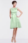 ColsBM Gloria Light Green Plain A-line Sleeveless Satin Knee Length Graduation Dresses