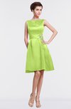 ColsBM Gloria Lime Green Plain A-line Sleeveless Satin Knee Length Graduation Dresses
