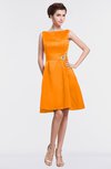 ColsBM Gloria Orange Plain A-line Sleeveless Satin Knee Length Graduation Dresses