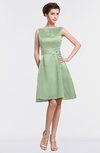 ColsBM Gloria Pale Green Plain A-line Sleeveless Satin Knee Length Graduation Dresses