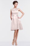 ColsBM Gloria Petal Pink Plain A-line Sleeveless Satin Knee Length Graduation Dresses