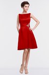 ColsBM Gloria Red Plain A-line Sleeveless Satin Knee Length Graduation Dresses