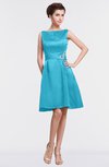 ColsBM Gloria Turquoise Plain A-line Sleeveless Satin Knee Length Graduation Dresses
