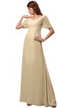 ColsBM Alaia Apricot Gelato Modest Short Sleeve Chiffon Floor Length Beading Bridesmaid Dresses