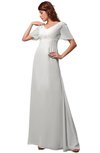 ColsBM Alaia Cloud White Modest Short Sleeve Chiffon Floor Length Beading Bridesmaid Dresses