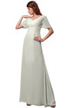 ColsBM Alaia Cream Modest Short Sleeve Chiffon Floor Length Beading Bridesmaid Dresses