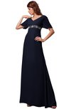 ColsBM Alaia Dark Sapphire Modest Short Sleeve Chiffon Floor Length Beading Bridesmaid Dresses