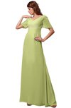 ColsBM Alaia Lime Green Modest Short Sleeve Chiffon Floor Length Beading Bridesmaid Dresses