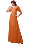 ColsBM Alaia Mango Modest Short Sleeve Chiffon Floor Length Beading Bridesmaid Dresses