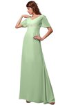ColsBM Alaia Pale Green Modest Short Sleeve Chiffon Floor Length Beading Bridesmaid Dresses
