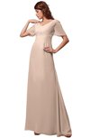 ColsBM Alaia Peach Puree Modest Short Sleeve Chiffon Floor Length Beading Bridesmaid Dresses