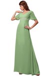 ColsBM Alaia Sage Green Modest Short Sleeve Chiffon Floor Length Beading Bridesmaid Dresses