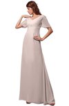 ColsBM Alaia Silver Peony Modest Short Sleeve Chiffon Floor Length Beading Bridesmaid Dresses