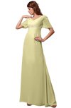ColsBM Alaia Soft Yellow Modest Short Sleeve Chiffon Floor Length Beading Bridesmaid Dresses