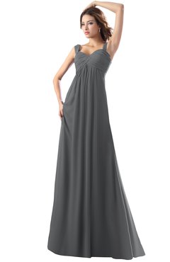 ColsBM Diana Frost Grey Modest Empire Thick Straps Zipper Floor Length Ruching Prom Dresses