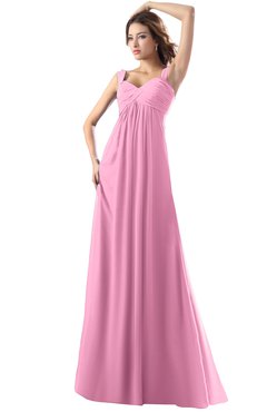 ColsBM Diana Pink Modest Empire Thick Straps Zipper Floor Length Ruching Prom Dresses