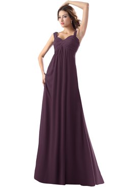 ColsBM Diana Plum Modest Empire Thick Straps Zipper Floor Length Ruching Prom Dresses