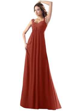 ColsBM Diana Rust Modest Empire Thick Straps Zipper Floor Length Ruching Prom Dresses