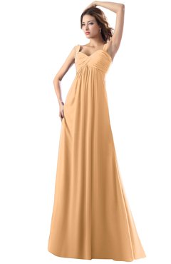 ColsBM Diana Salmon Buff Modest Empire Thick Straps Zipper Floor Length Ruching Prom Dresses