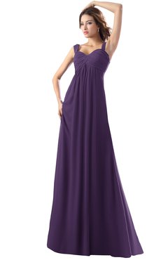 ColsBM Diana Violet Modest Empire Thick Straps Zipper Floor Length Ruching Prom Dresses