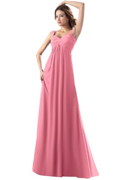 ColsBM Diana Watermelon Modest Empire Thick Straps Zipper Floor Length Ruching Prom Dresses