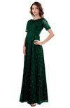 ColsBM Megan Alpine Green Gorgeous Column Scalloped Edge Short Sleeve Floor Length Lace Bridesmaid Dresses