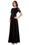 ColsBM Megan Java Gorgeous Column Scalloped Edge Short Sleeve Floor Length Lace Bridesmaid Dresses