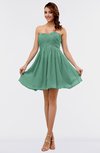 ColsBM Amani Beryl Green Simple Sleeveless Zip up Short Ruching Party Dresses