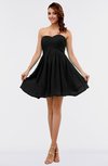 ColsBM Amani Black Simple Sleeveless Zip up Short Ruching Party Dresses