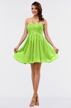 ColsBM Amani Bright Green Simple Sleeveless Zip up Short Ruching Party Dresses