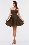 ColsBM Amani Chocolate Brown Simple Sleeveless Zip up Short Ruching Party Dresses