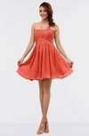 ColsBM Amani Living Coral Simple Sleeveless Zip up Short Ruching Party Dresses