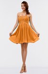 ColsBM Amani Orange Simple Sleeveless Zip up Short Ruching Party Dresses