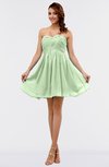 ColsBM Amani Pale Green Simple Sleeveless Zip up Short Ruching Party Dresses