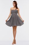 ColsBM Amani Ridge Grey Simple Sleeveless Zip up Short Ruching Party Dresses