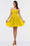 ColsBM Amani Yellow Simple Sleeveless Zip up Short Ruching Party Dresses