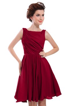 ColsBM Courtney Maroon Modest A-line Bateau Sleeveless Zip up Ruching Homecoming Dresses