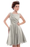 ColsBM Courtney Off White Modest A-line Bateau Sleeveless Zip up Ruching Homecoming Dresses