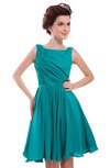 ColsBM Courtney Peacock Blue Modest A-line Bateau Sleeveless Zip up Ruching Homecoming Dresses