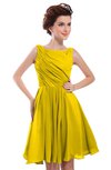 ColsBM Courtney Yellow Modest A-line Bateau Sleeveless Zip up Ruching Homecoming Dresses