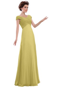 ColsBM Elise Misted Yellow Casual V-neck Zipper Chiffon Pleated Bridesmaid Dresses