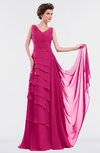 ColsBM Tessa Beetroot Purple Romantic Sleeveless Zip up Chiffon Floor Length Tiered Bridesmaid Dresses