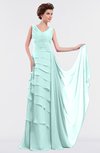 ColsBM Tessa Blue Glass Romantic Sleeveless Zip up Chiffon Floor Length Tiered Bridesmaid Dresses