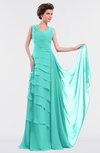 ColsBM Tessa Blue Turquoise Romantic Sleeveless Zip up Chiffon Floor Length Tiered Bridesmaid Dresses